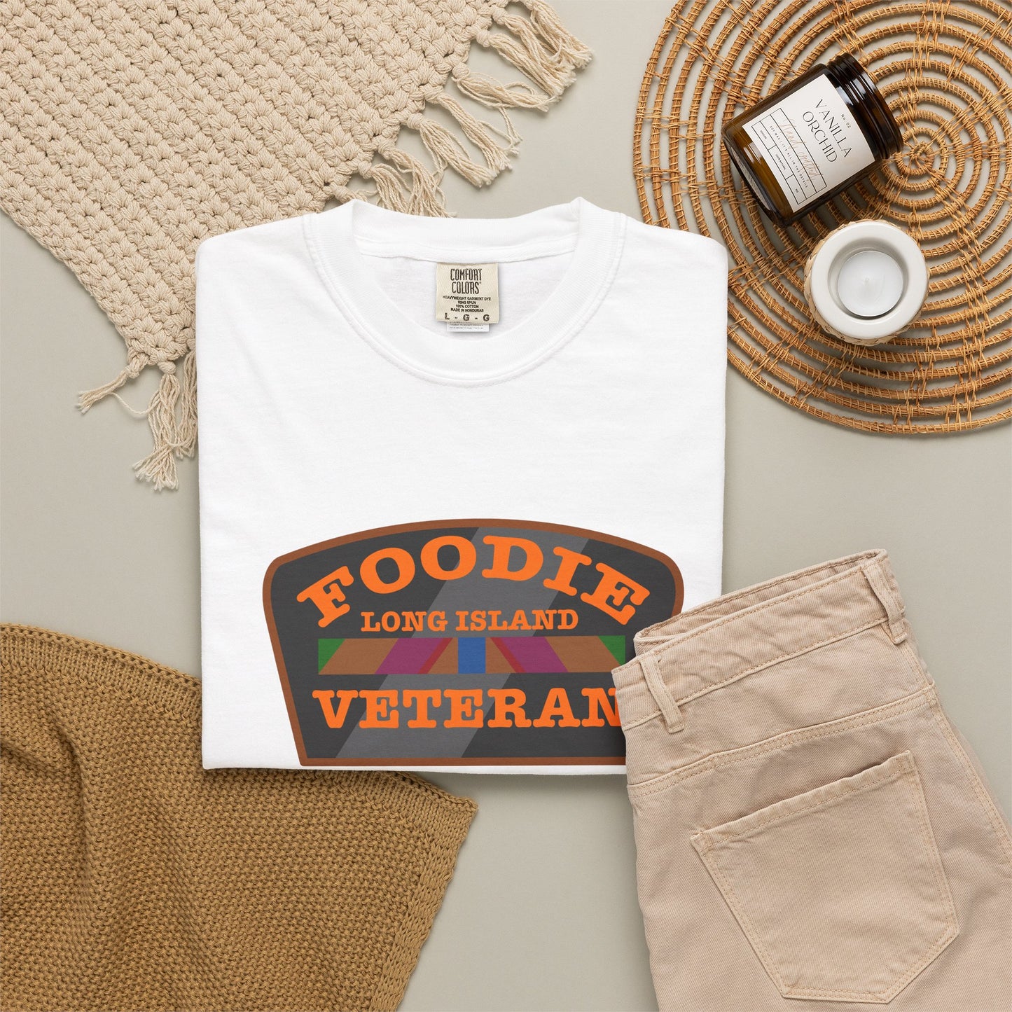 L.O.E.F Foodie Veteran Long Island Unisex Tee Shirt (Orange)