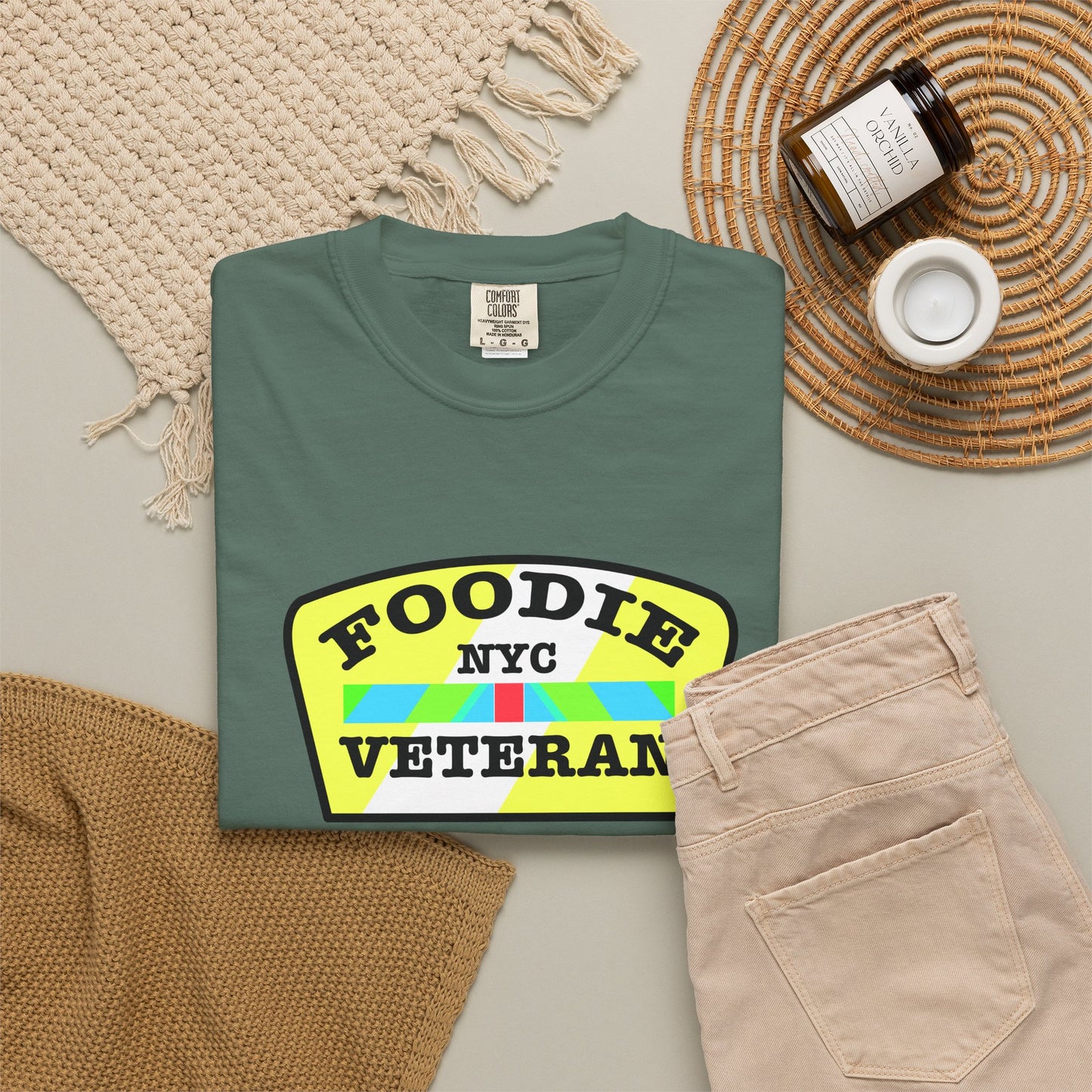 L.O.E.F Foodie Veteran NYC Unisex Tee Shirt (Yellow and Black)