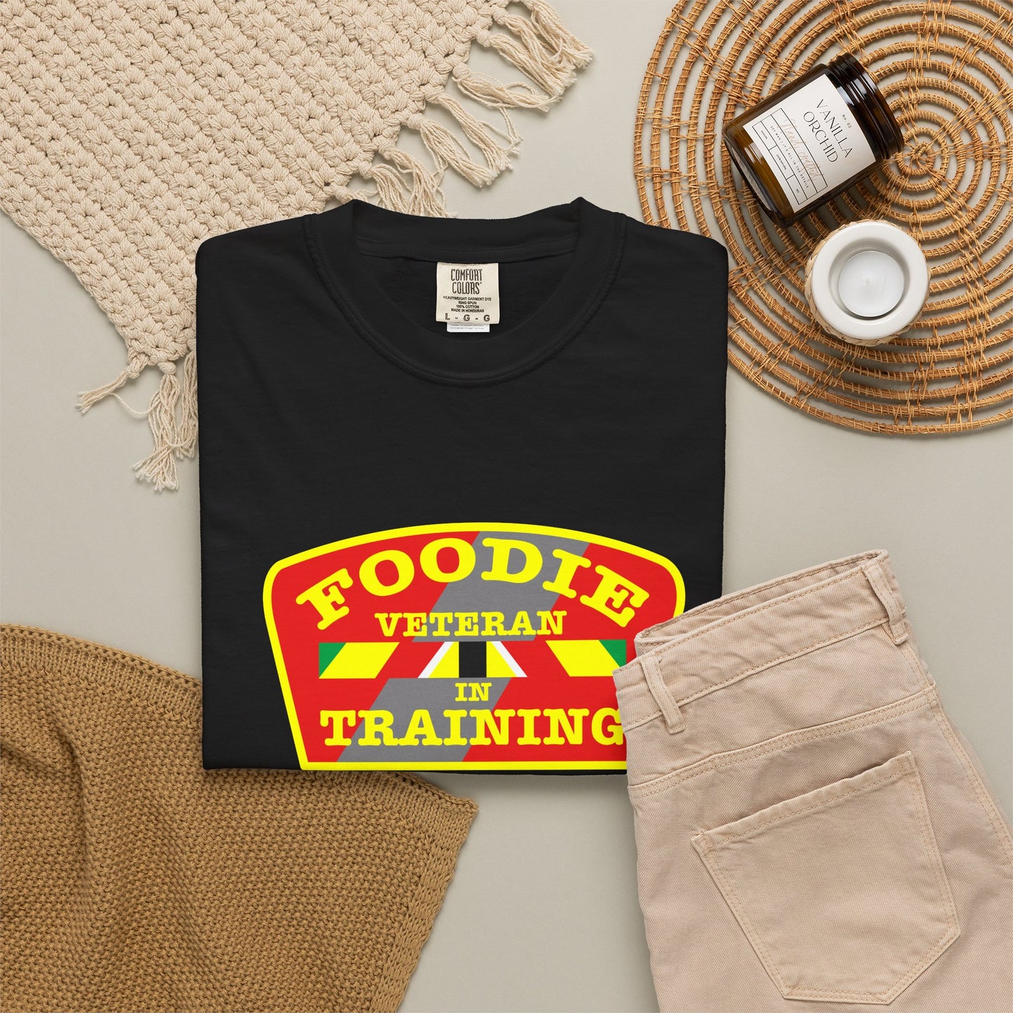 L.O.E.F Foodie Veteran IN TRAINING Unisex Tee Shirt (Yellow)