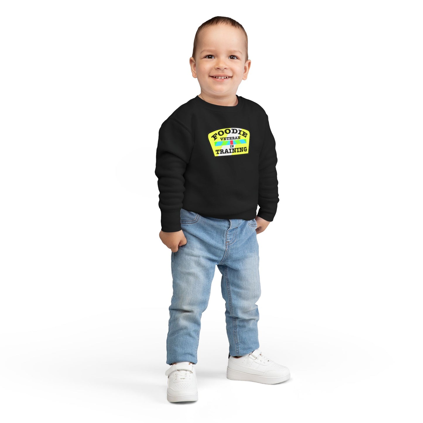 L.O.E.F Foodie Veteran In Training Toddler Sweatshirt (Black and Yellow)