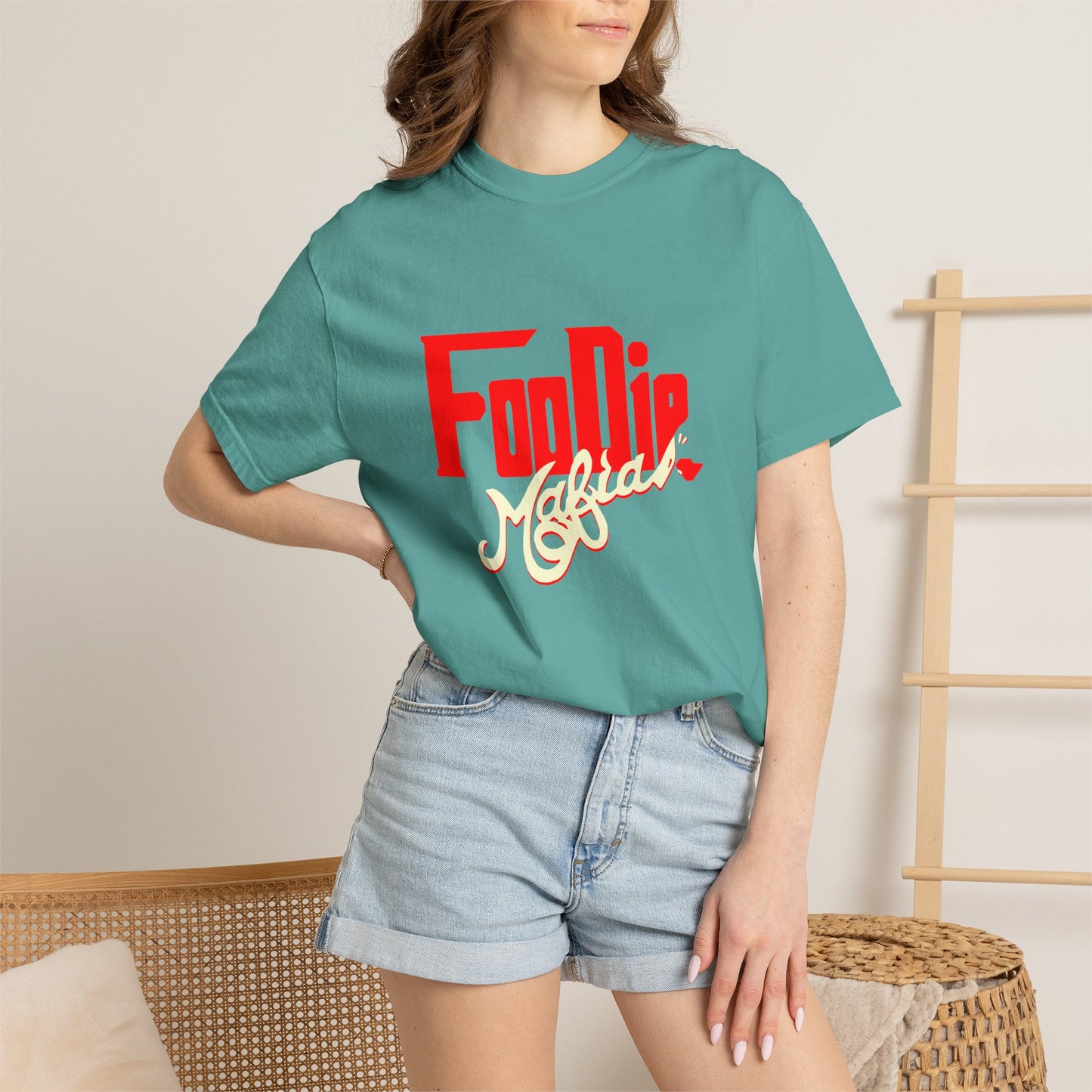 L.O.E.F Red Foodie Mafia Unisex Tee Shirt (Cream)
