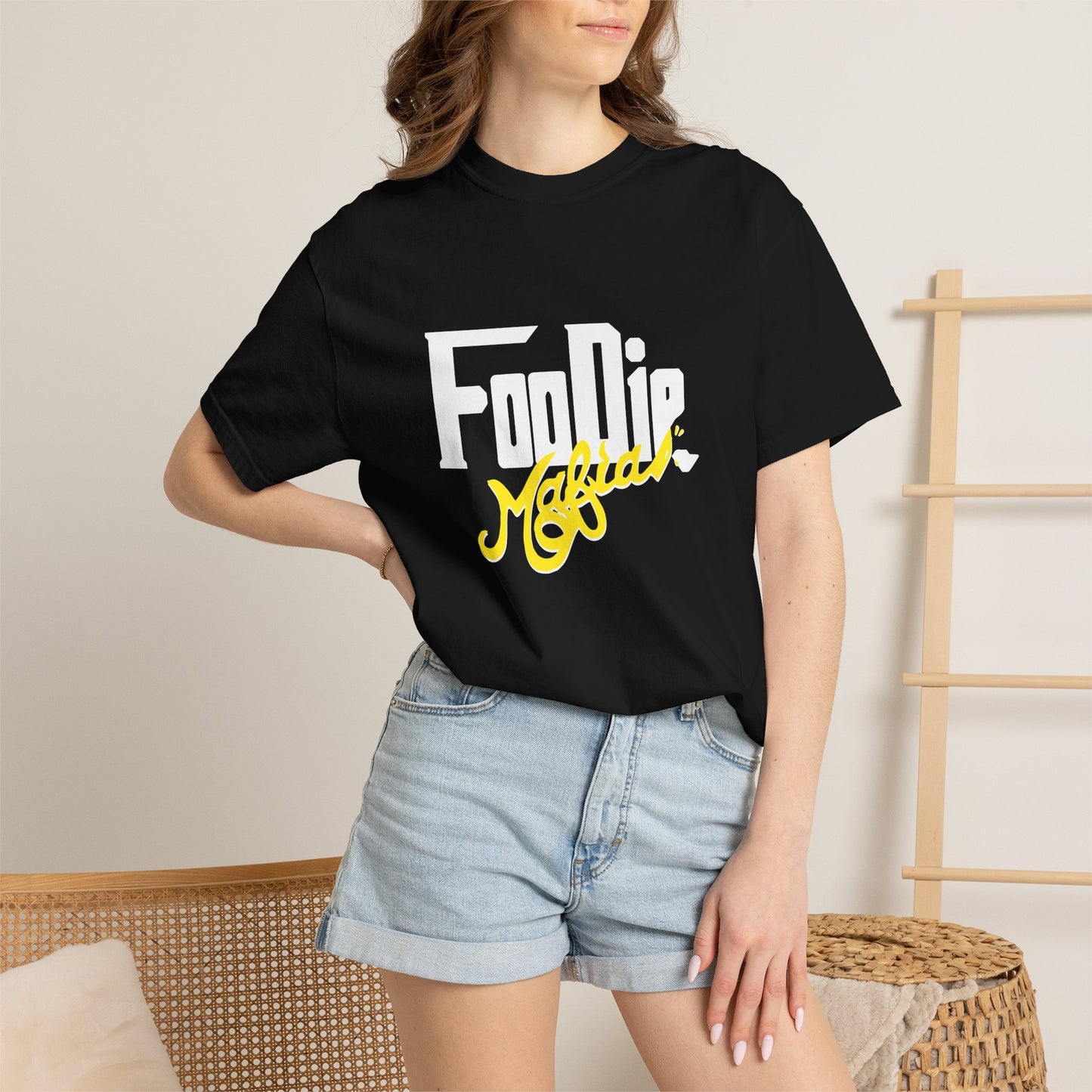 L.O.E.F White Foodie Mafia Unisex Tee shirt (Bright Yellow)