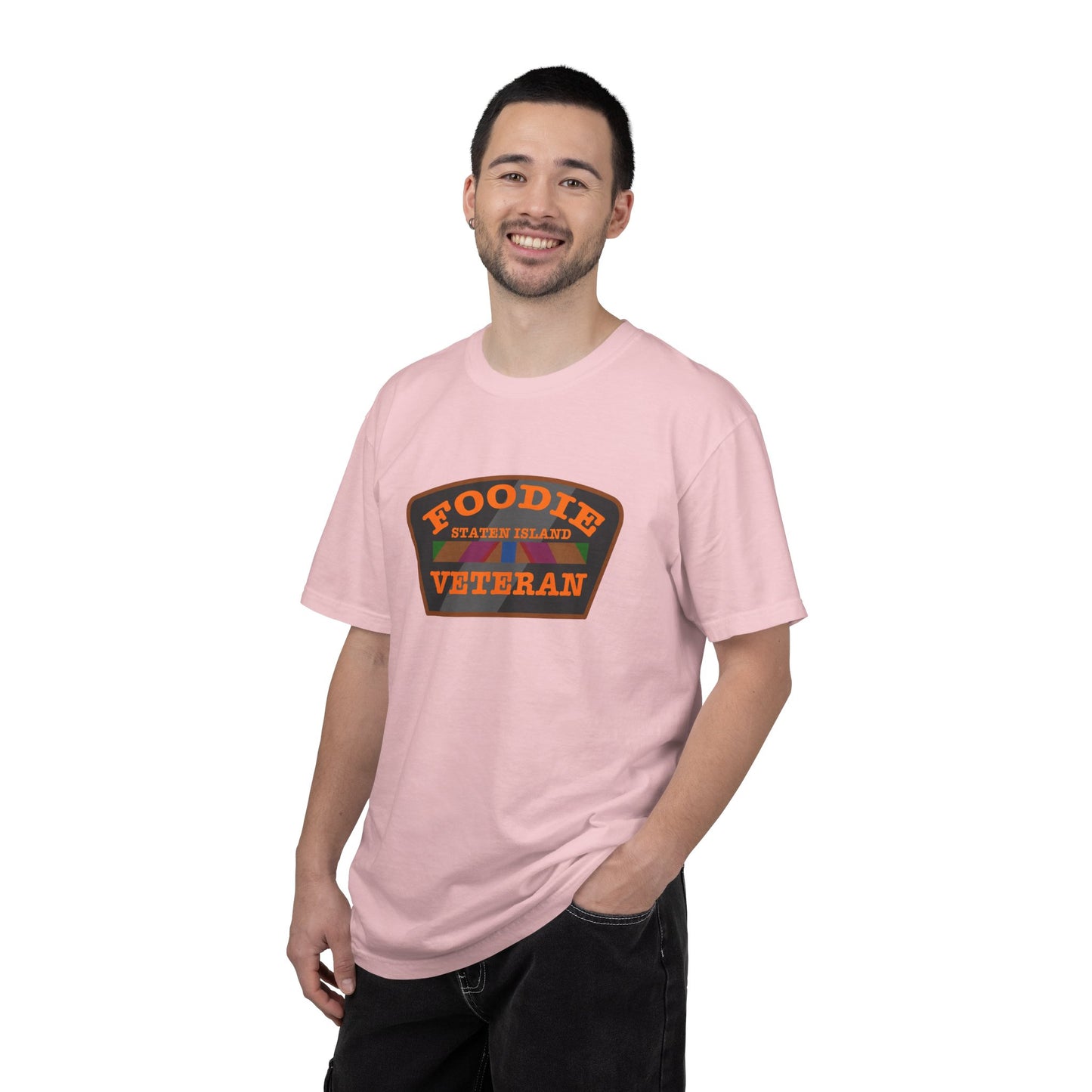 L.O.E.F Foodie Veteran STATEN ISLAND Unisex Tee Shirt (Orange)