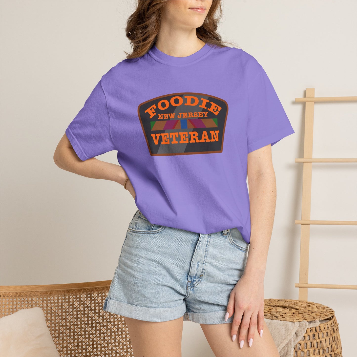 L.O.E.F Foodie Veteran NEW JERSEY Unisex Tee Shirt (Orange)