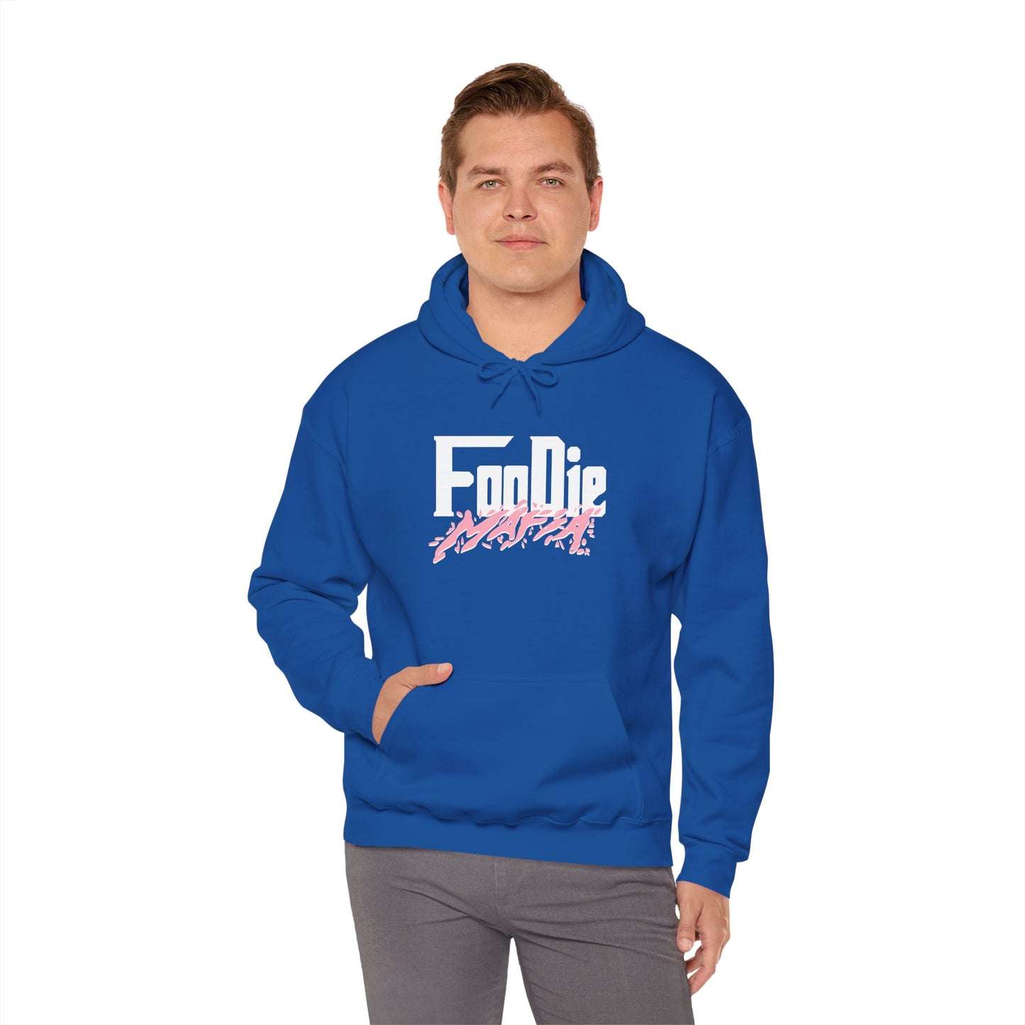 L.O.E.F White Foodie Mafia Unisex Hooded Sweatshirt (Soft Pink)