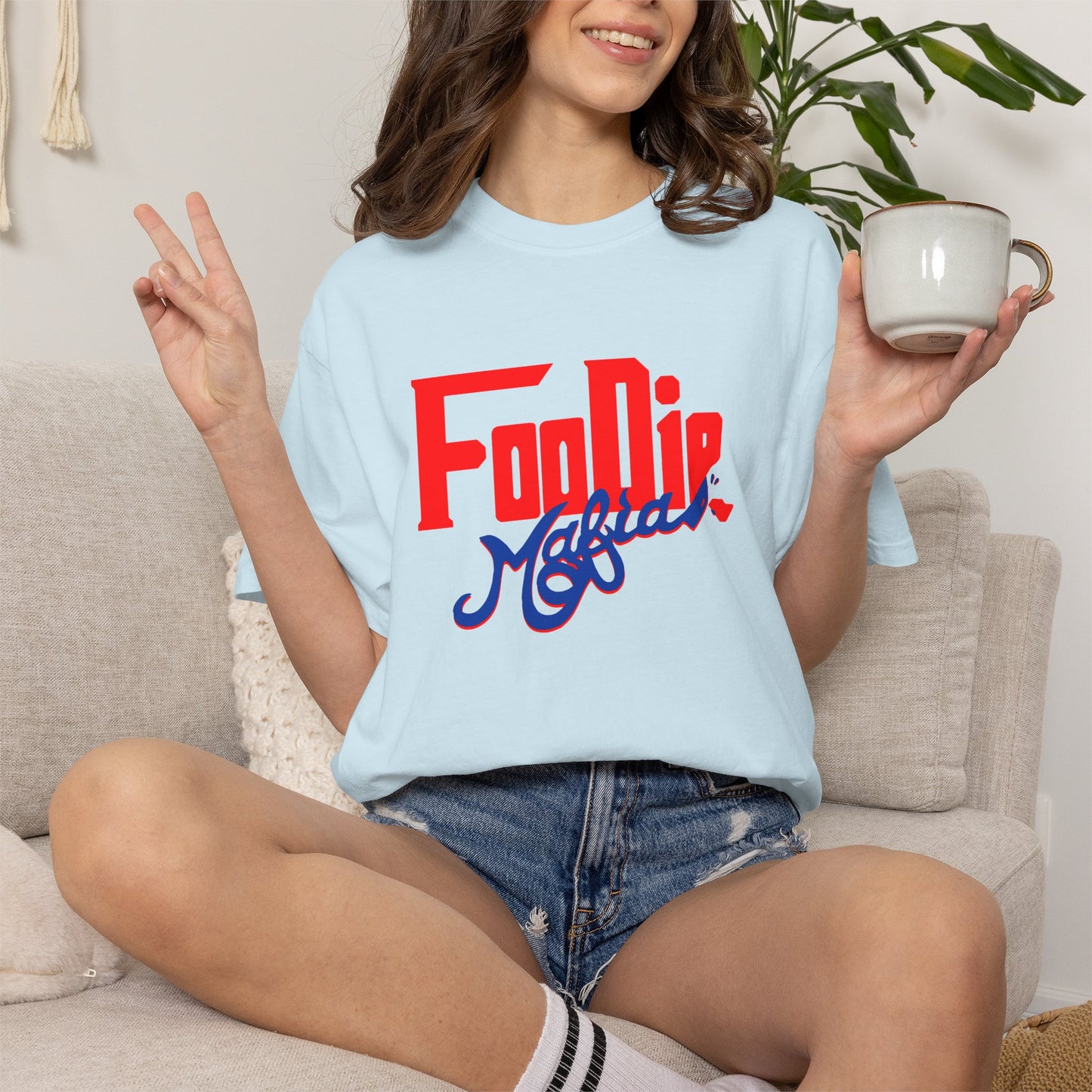 L.O.E.F Red Foodie Mafia Unisex Tee shirt (Cobalt Blue)