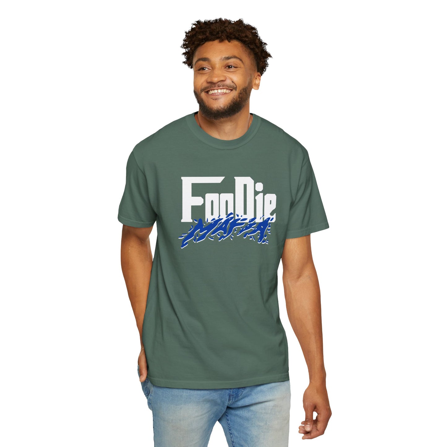 L.O.E.F White Foodie Mafia Unisex Tee Shirt (Cobalt Blue)
