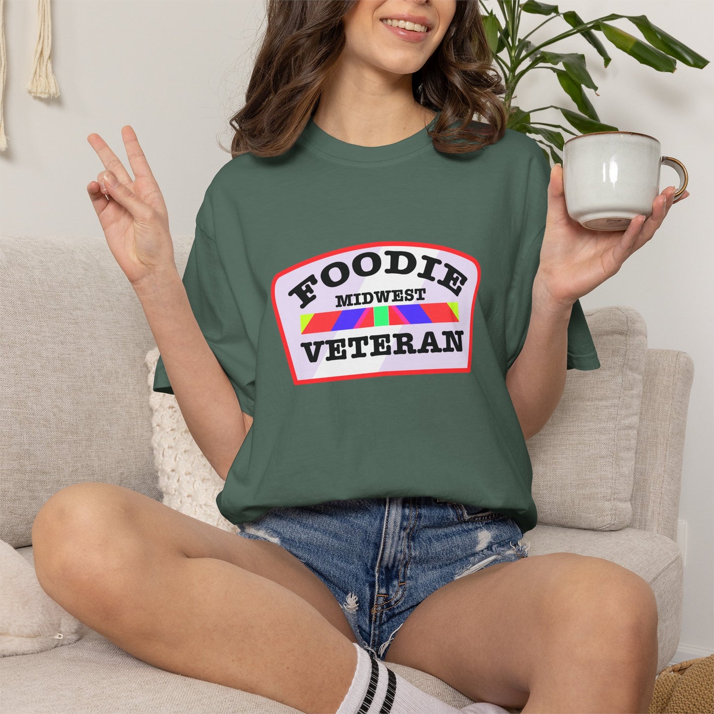 L.O.E.F Foodie Veteran MIDWEST Unisex Tee Shirt (Soft Pink)