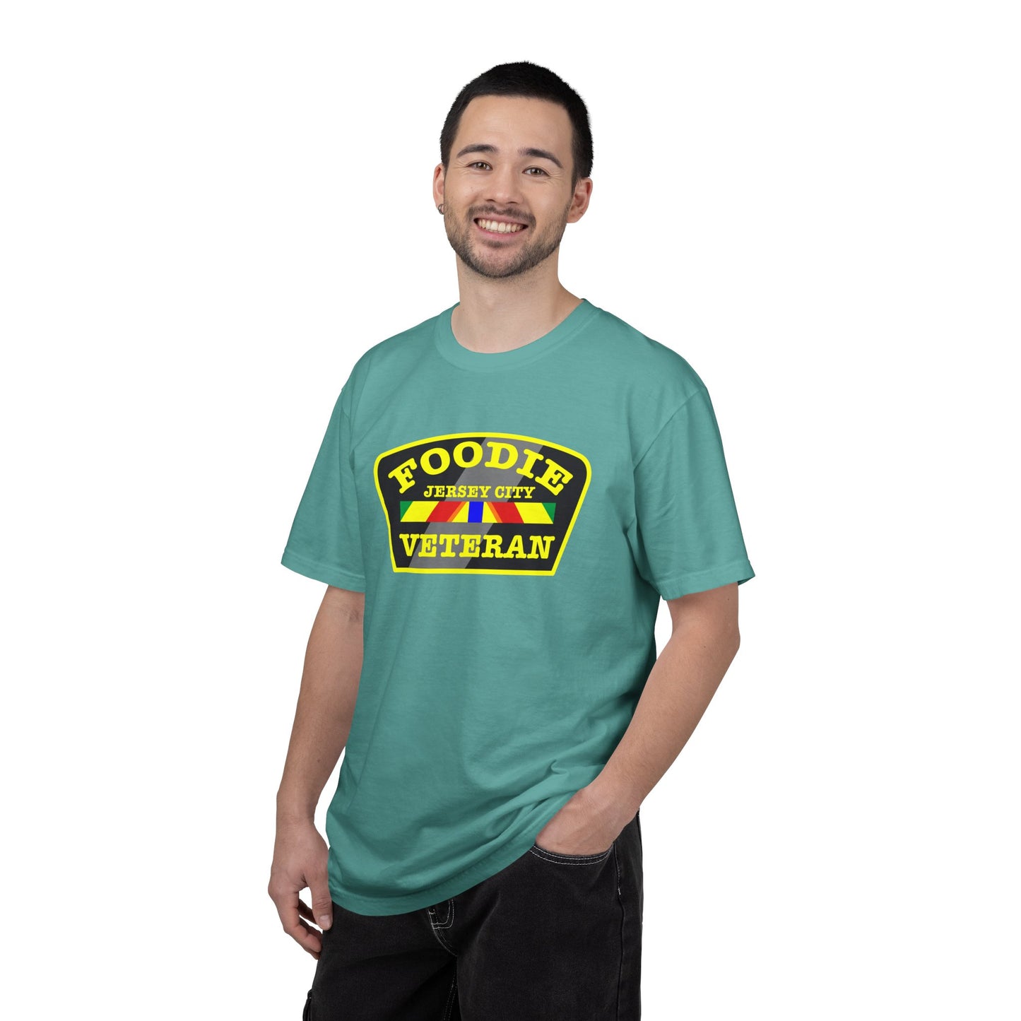 L.O.E.F Foodie Veteran JERSEY CITY Unisex Tee Shirt (Yellow)