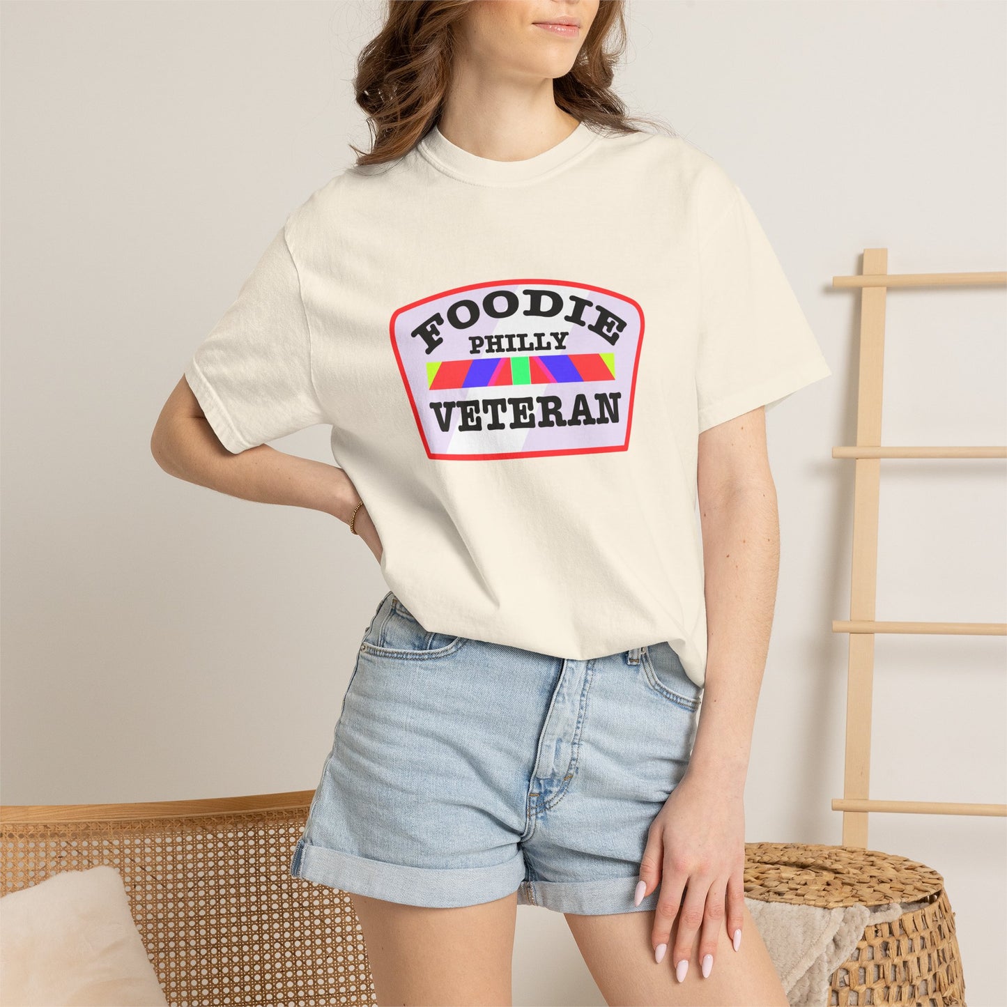 L.O.E.F Foodie Veteran PHILLY Unisex Tee Shirt (Soft Pink)