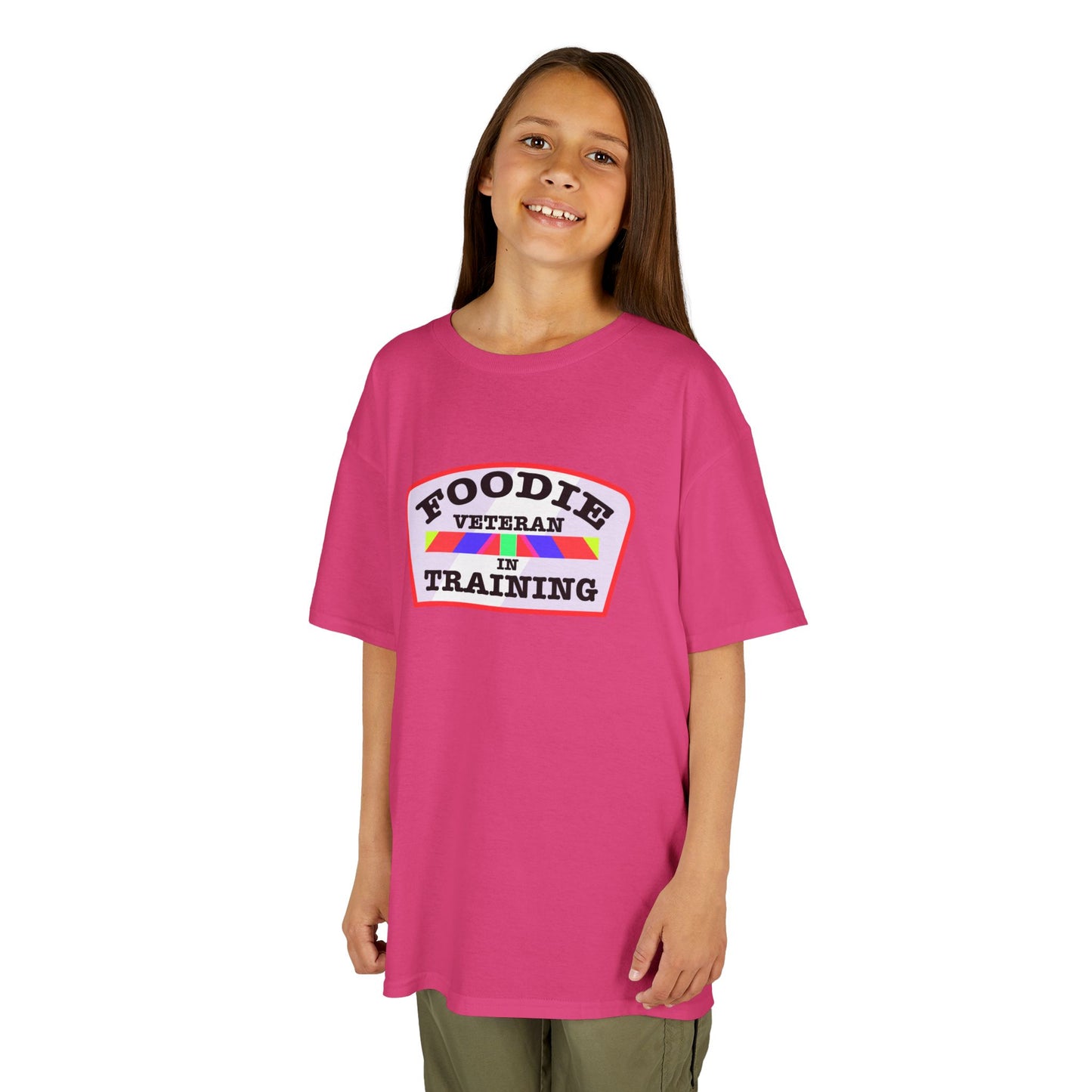 L.O.E.F Foodie Veteran In Training Kids Tee Shirt (Soft Pink)
