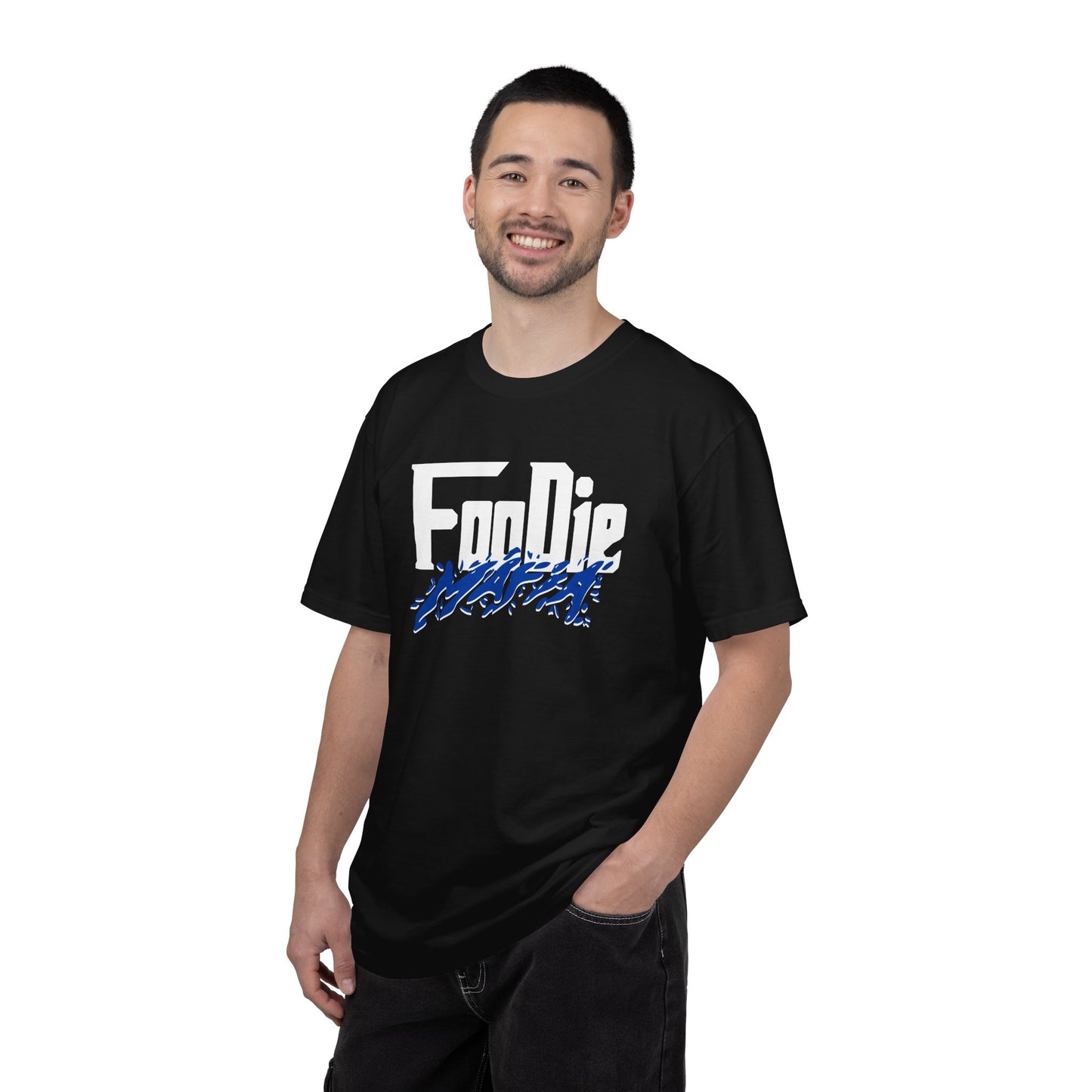 L.O.E.F White Foodie Mafia Unisex Tee Shirt (Cobalt Blue)