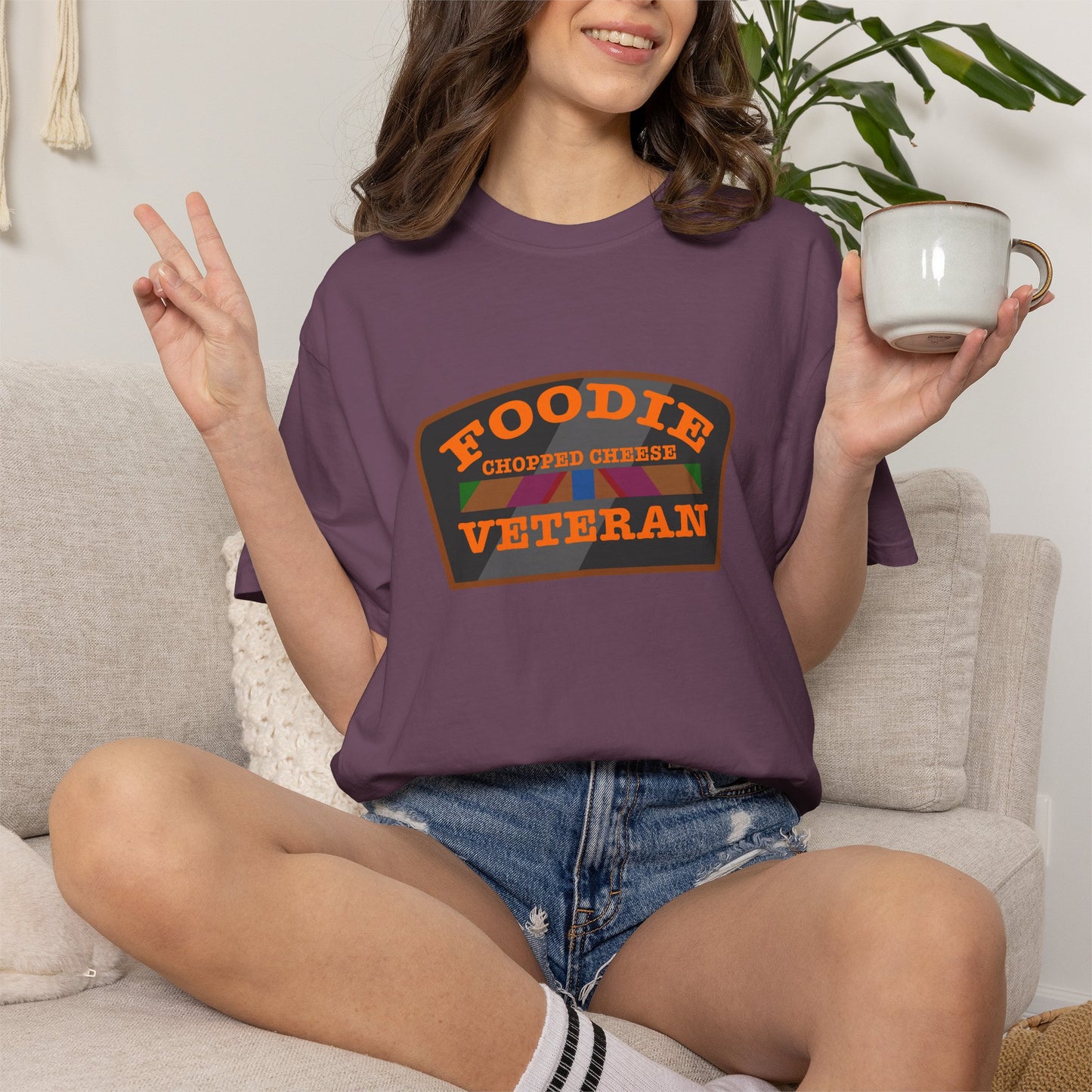 L.O.E.F Foodie Veteran Chopped Cheese Unisex Tee Shirt (Orange)