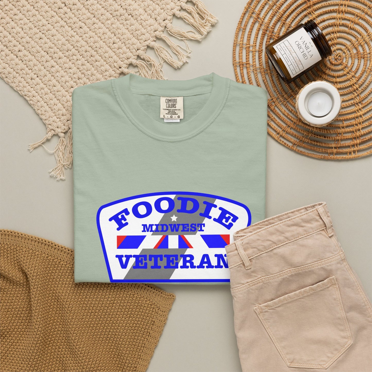 L.O.E.F Foodie Veteran MIDWEST Unisex Tee Shirt (Blue)