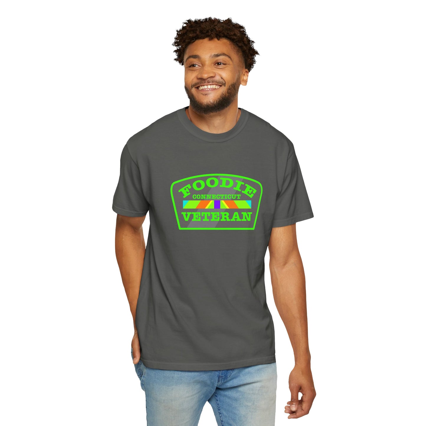 L.O.E.F Foodie Veteran CONNECTICUT Unisex Tee Shirt (Neon Green)