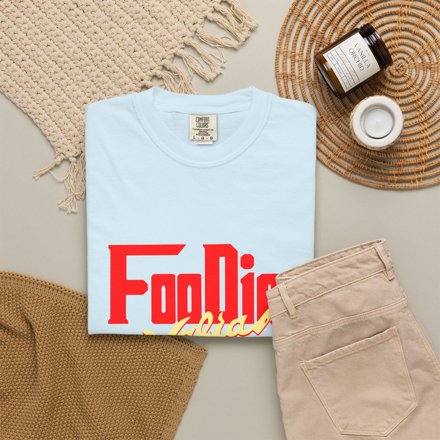 L.O.E.F Red Foodie Mafia Unisex Tee Shirt (Soft Yellow)