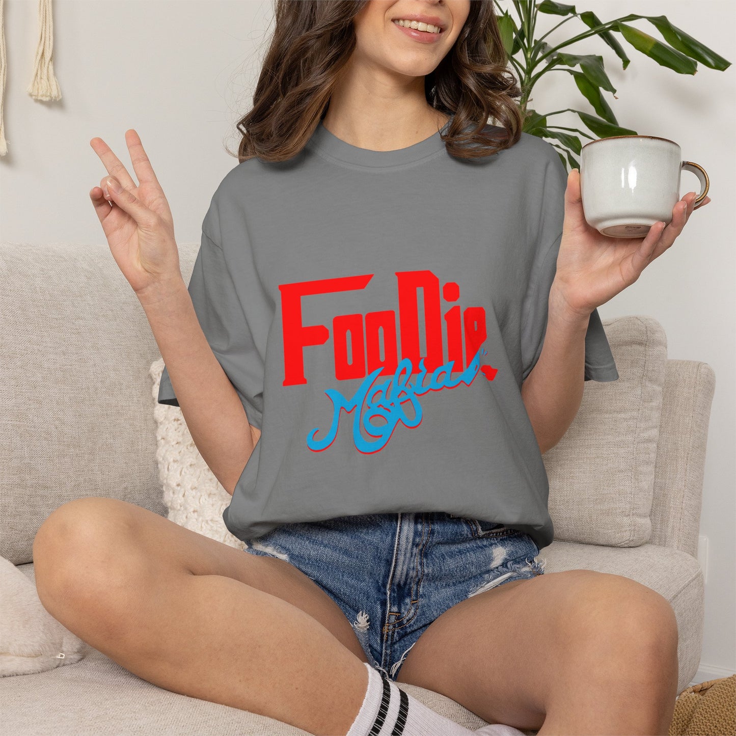 L.O.E.F Red Foodie Mafia Unisex Tee Shirt (Sky Blue)