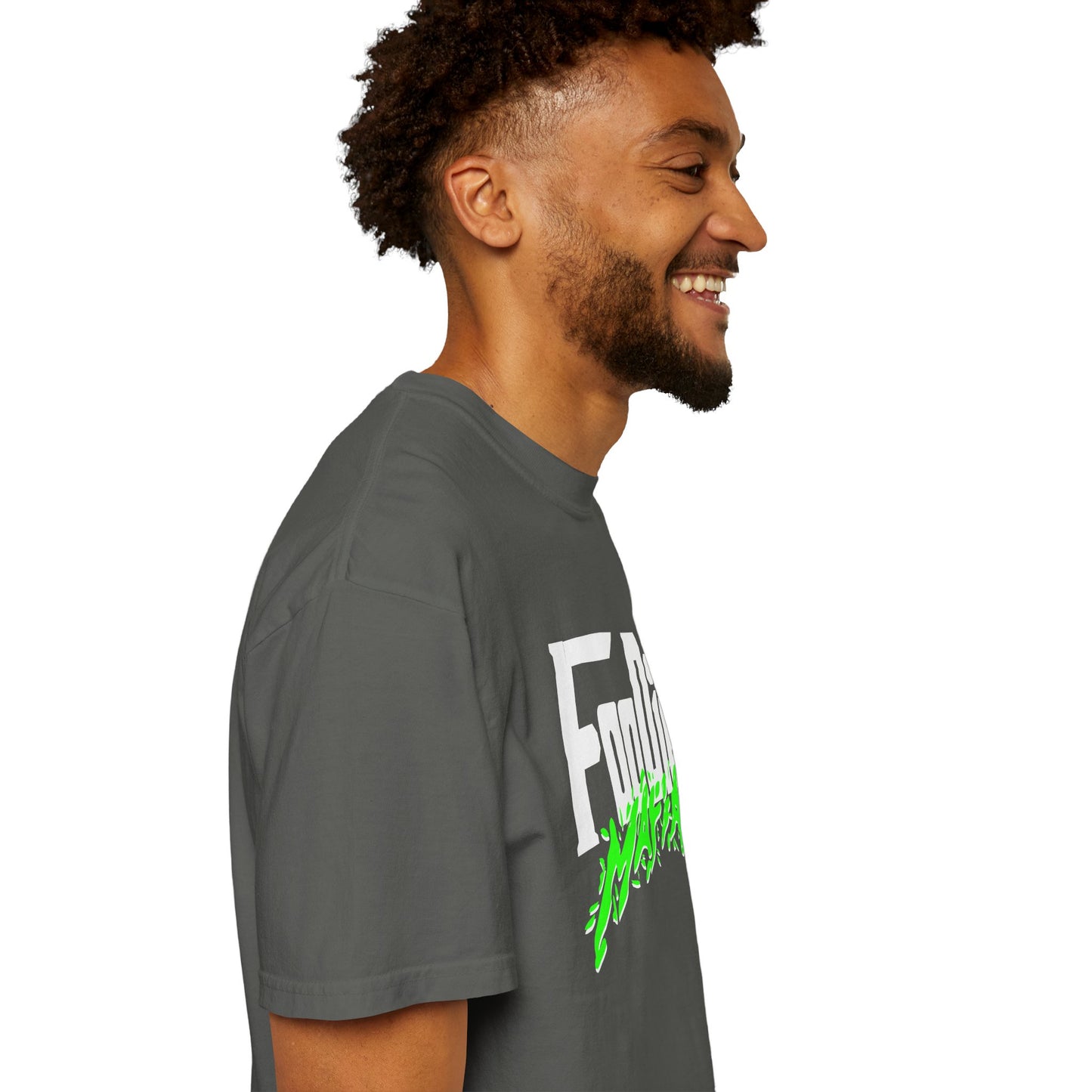 L.O.E.F White Foodie Mafia Unisex Tee Shirt (Neon Green)