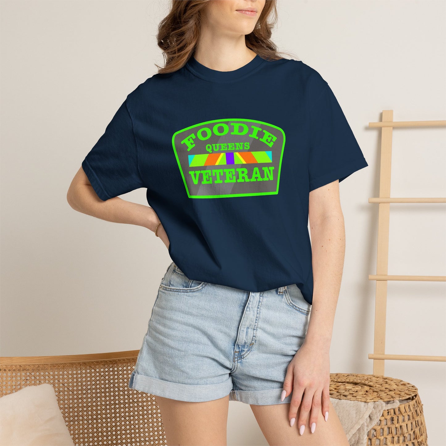 L.O.E.F Foodie Veteran QUEENS Unisex Tee Shirt (Neon Green)