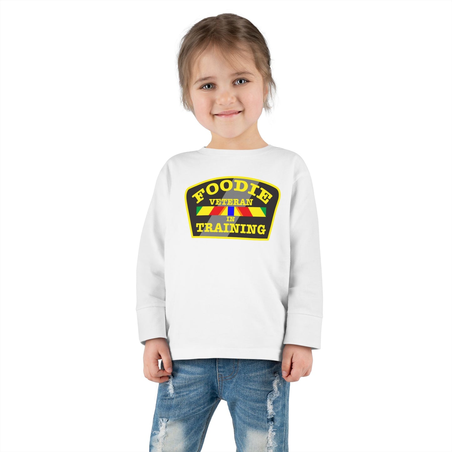 L.O.E.F Foodie Veteran In Training Toddler Long Sleeve Tee (Yellow)