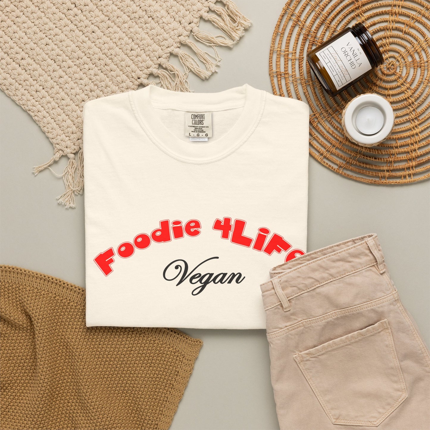 L.O.E.F Foodie 4Life Vegan Unisex Tee Shirt (Fiery Red)