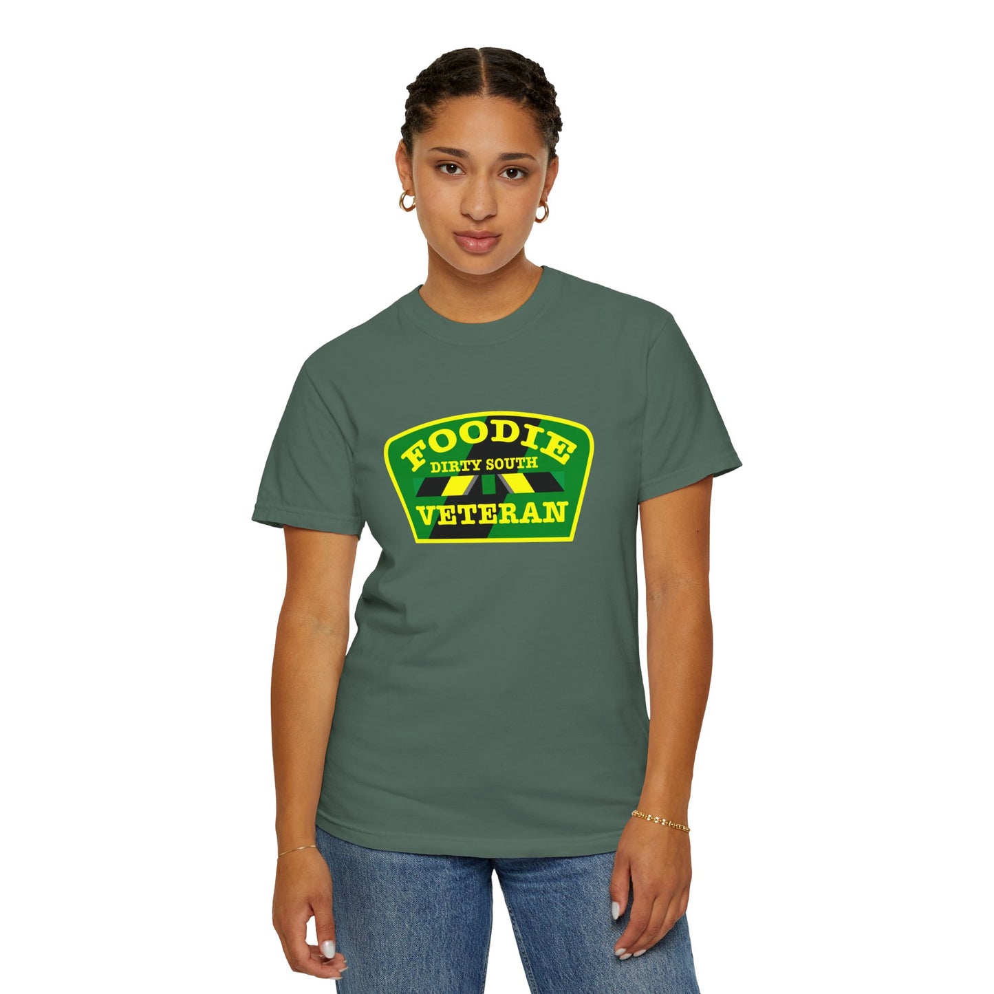 L.O.E.F Foodie Veteran DIRTY SOUTH Unisex Tee Shirt (Yellow and Green)