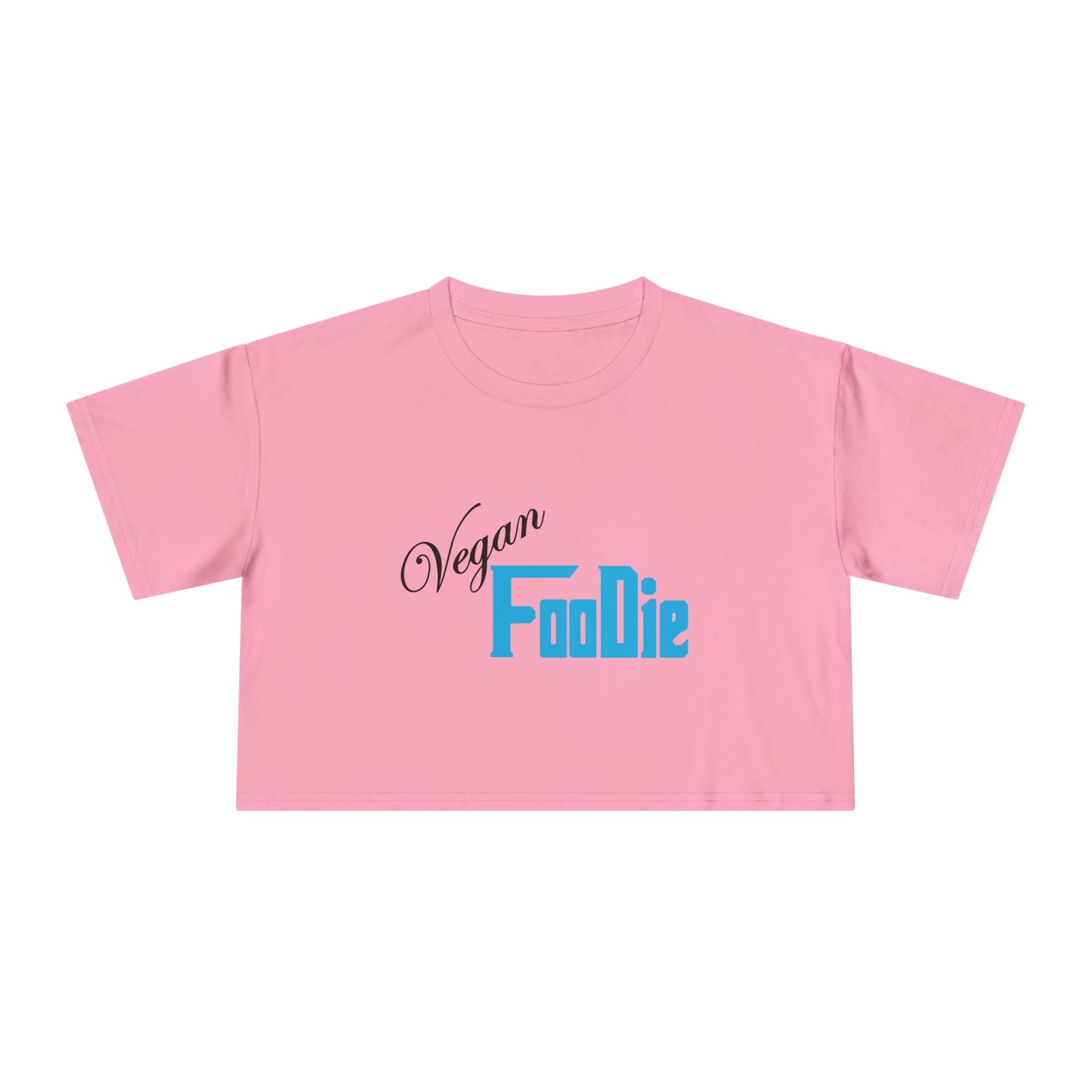 L.O.E.F Women Vegan Foodie Crop Tee (Sky Blue)