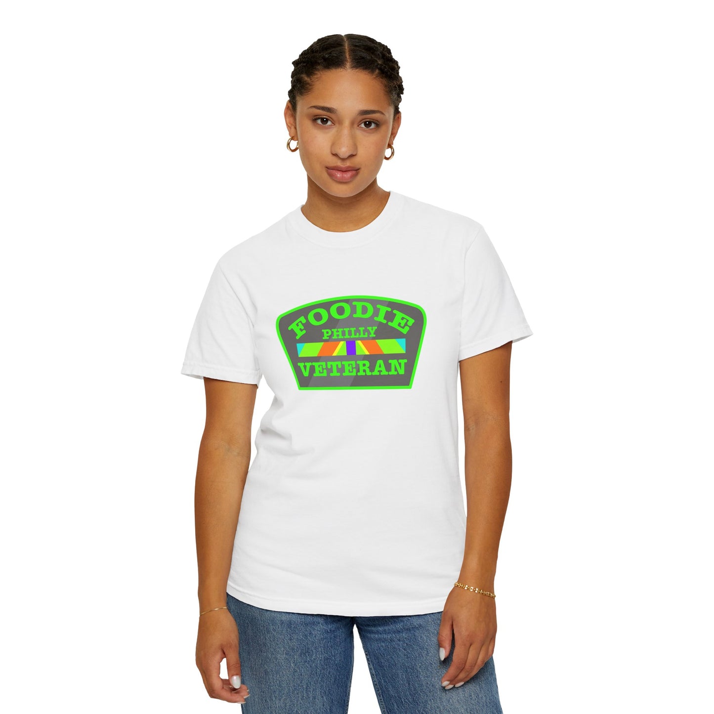 L.O.E.F Foodie Veteran PHILLY Unisex Tee Shirt (Neon Green)