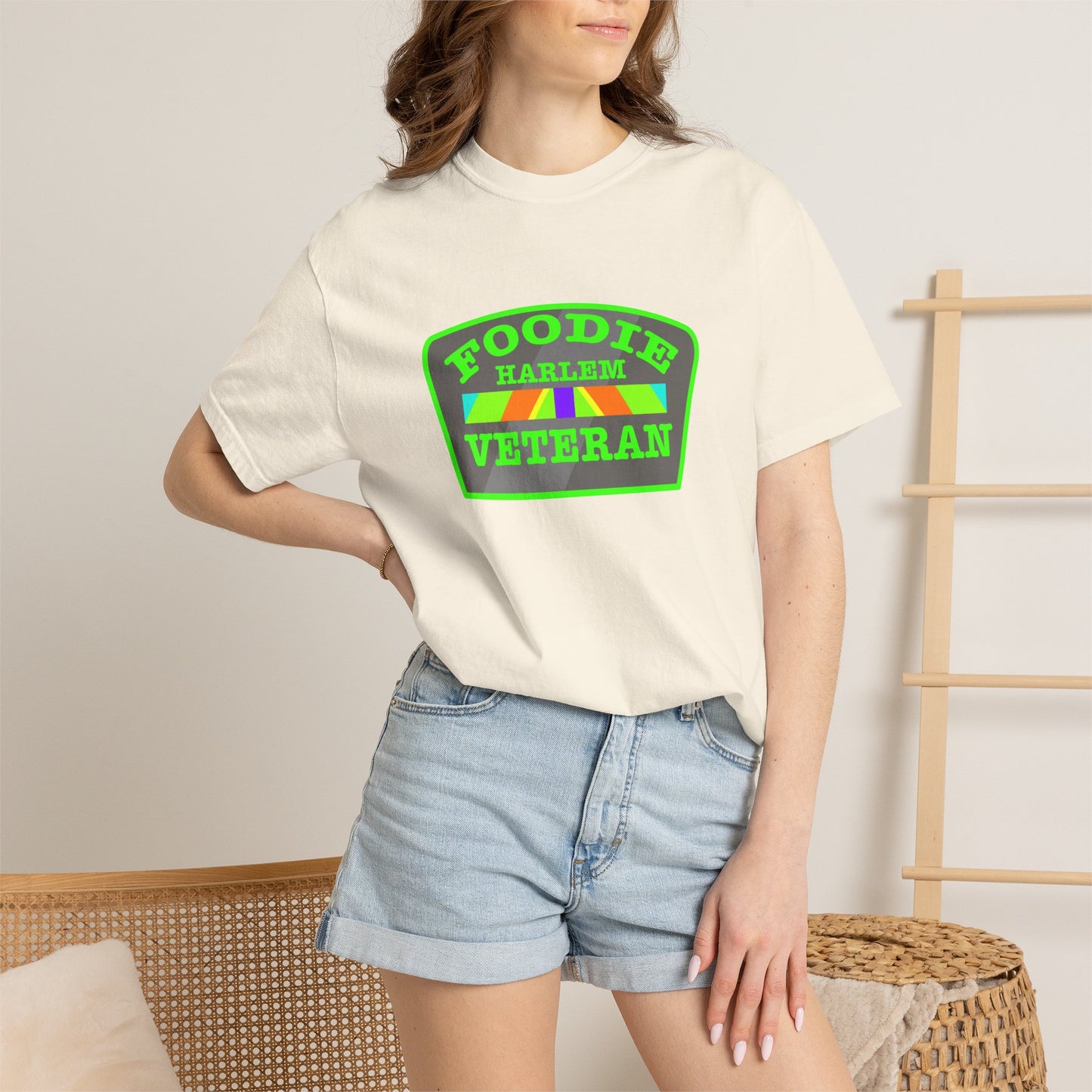 L.O.E.F Foodie Veteran HARLEM Unisex Tee Shirt (Neon Green)