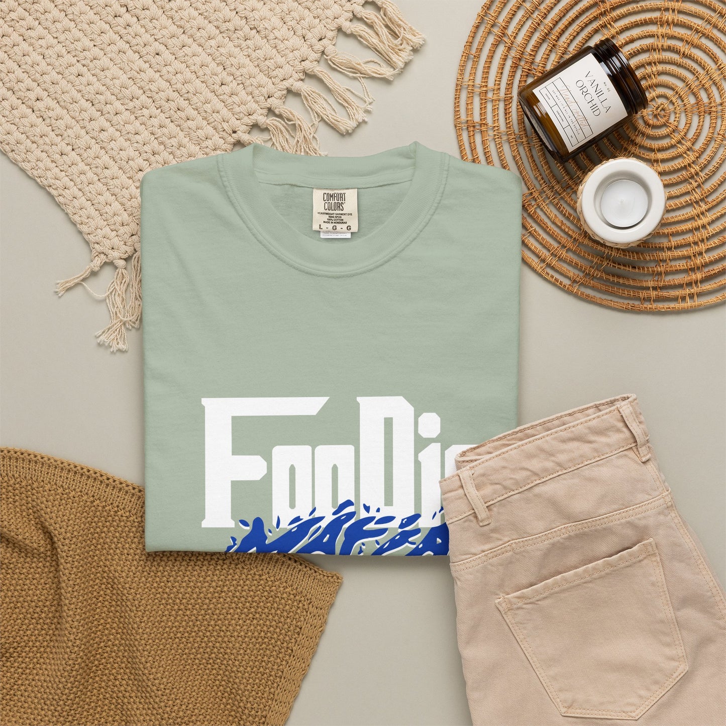 L.O.E.F White Foodie Mafia Unisex Tee shirt (Cobalt Blue)
