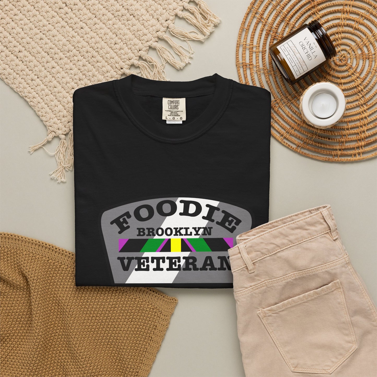 L.O.E.F Foodie Veteran Brooklyn Unisex Tee Shirt (Gray)