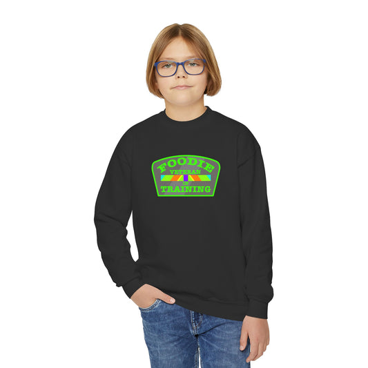 L.O.E.F Foodie Veteran In Training Kids Sweatshirt (Neon Green)