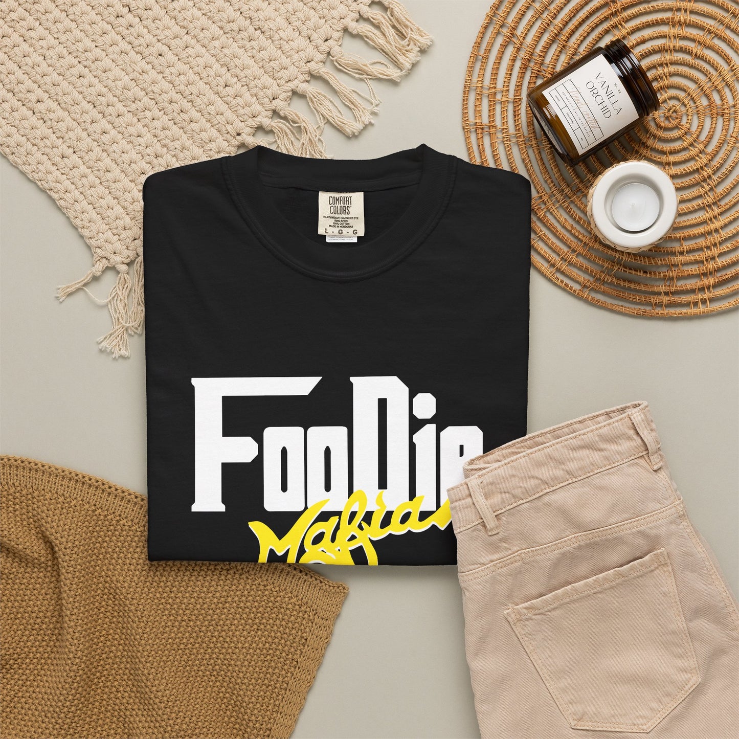 L.O.E.F Foodie Mafia Unisex Tee Shirt  (Yellow)