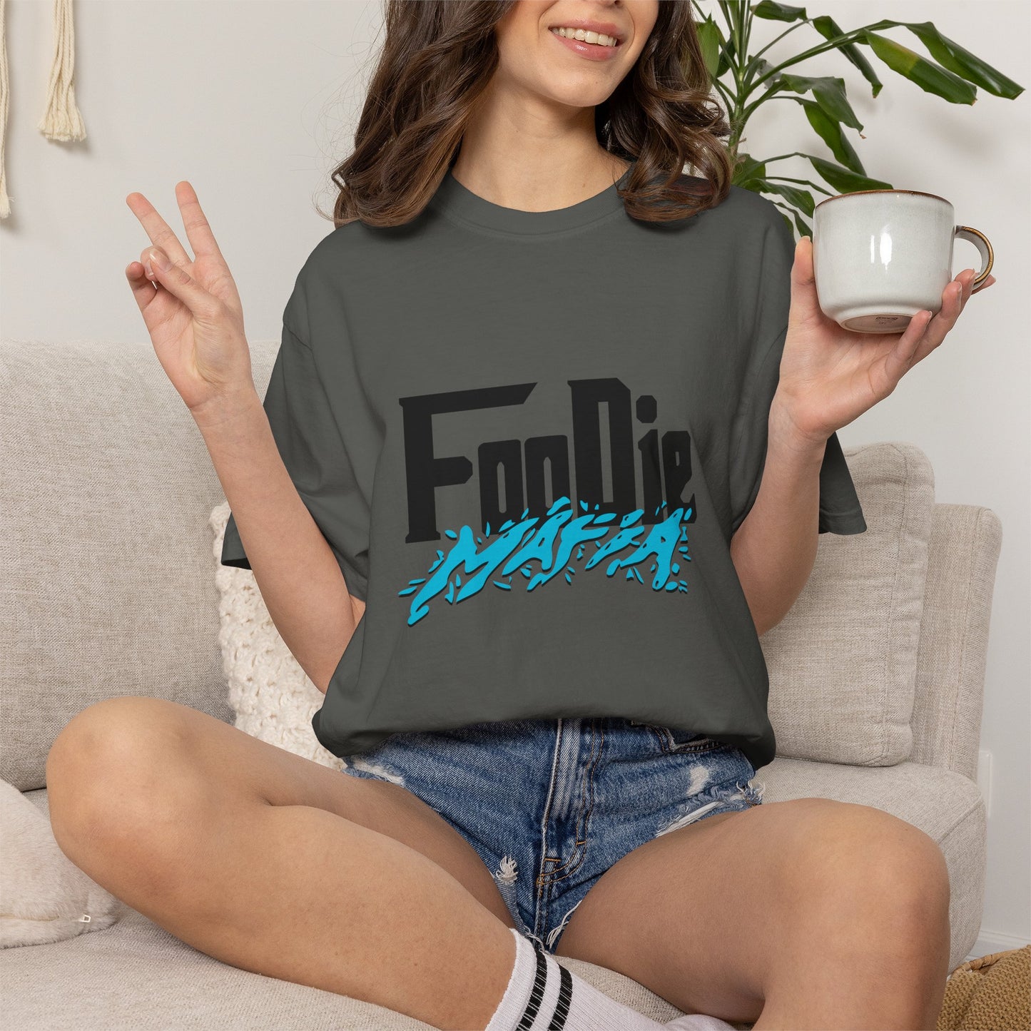 L.O.E.F Foodie Mafia Unisex Tee Shirt (Aqua Blue)