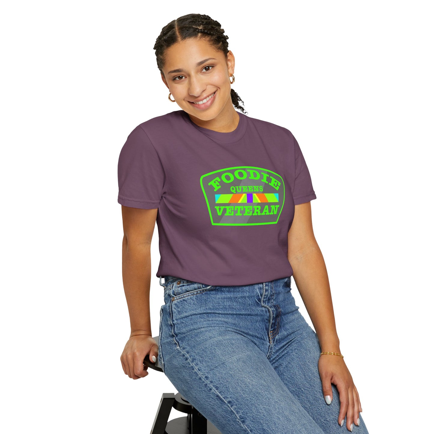 L.O.E.F Foodie Veteran QUEENS Unisex Tee Shirt (Neon Green)