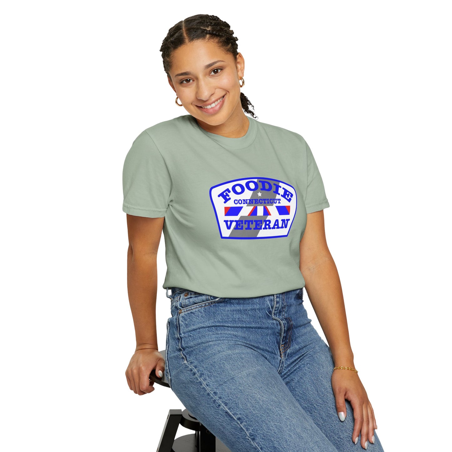 L.O.E.F Foodie Veteran CONNECTICUT Unisex Tee Shirt (Blue)