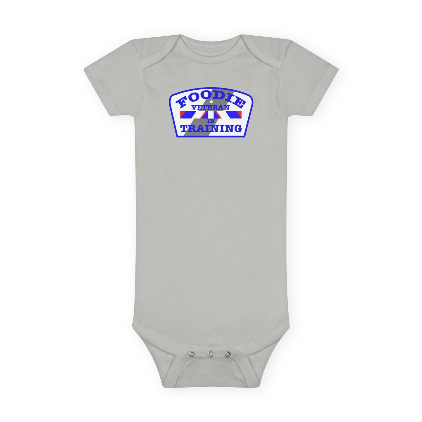 L.O.E.F Foodie Veteran In Training Baby Bodysuit (Blue)