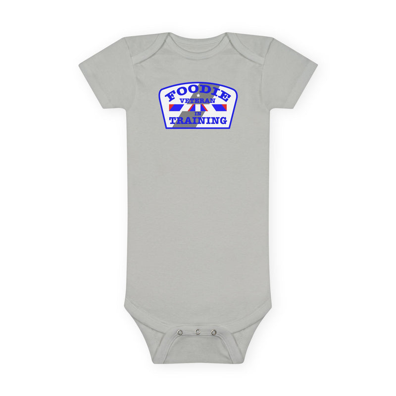 L.O.E.F Foodie Veteran In Training Baby Bodysuit (Blue)