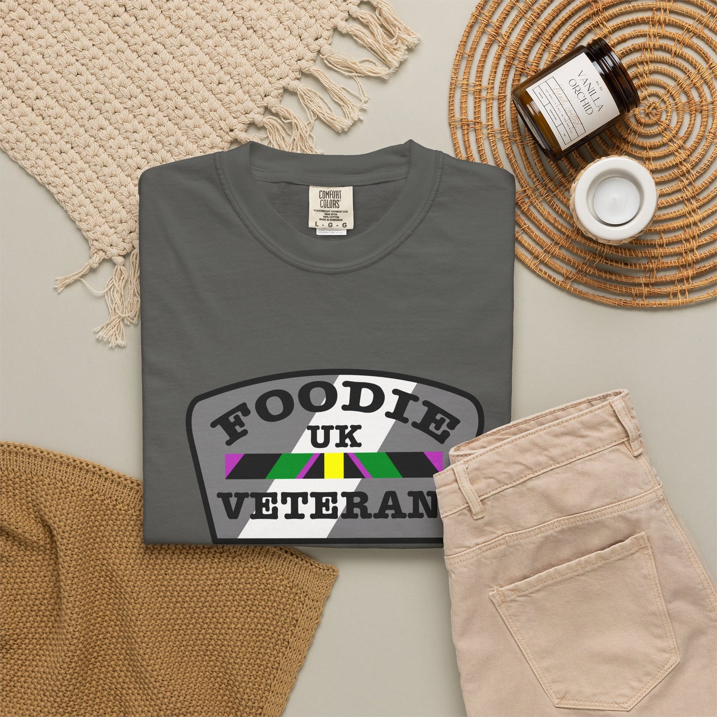 L.O.E.F Foodie Veteran UK Unisex Tee Shirt (Gray)