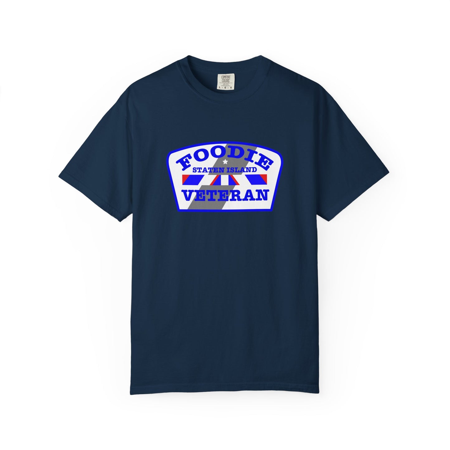 L.O.E.F Foodie Veteran STATEN ISLAND Unisex Tee Shirt (Blue)