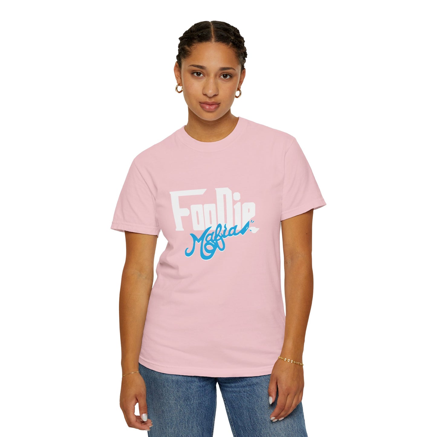 L.O.E.F White Foodie Mafia Unisex Tee shirt (Apricot)