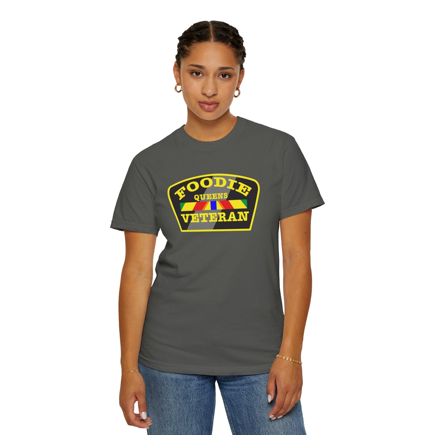 L.O.E.F Foodie Veteran QUEENS Unisex Tee Shirt (Yellow)