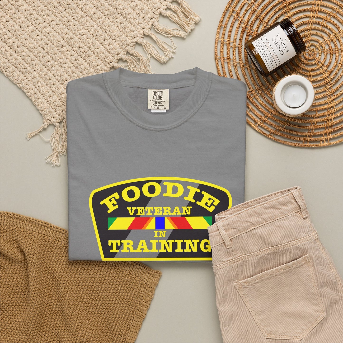 L.O.E.F Foodie Veteran IN TRAINING Unisex Tee Shirt (Yellow)