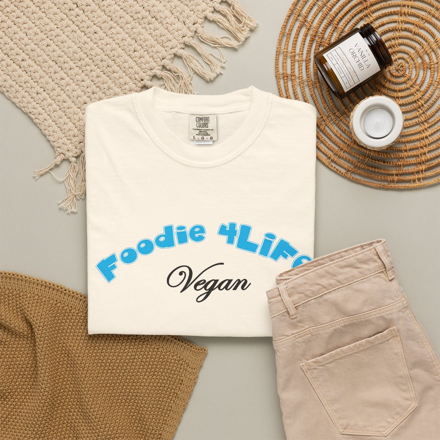 L.O.E.F Foodie 4Life Vegan Unisex Tee Shirt (Sky Blue)