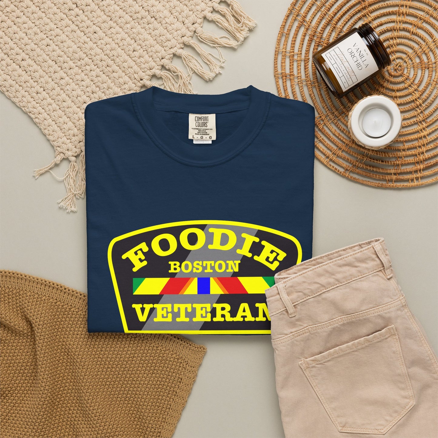 L.O.E.F Foodie Veteran BOSTON Unisex Tee Shirt (Yellow)
