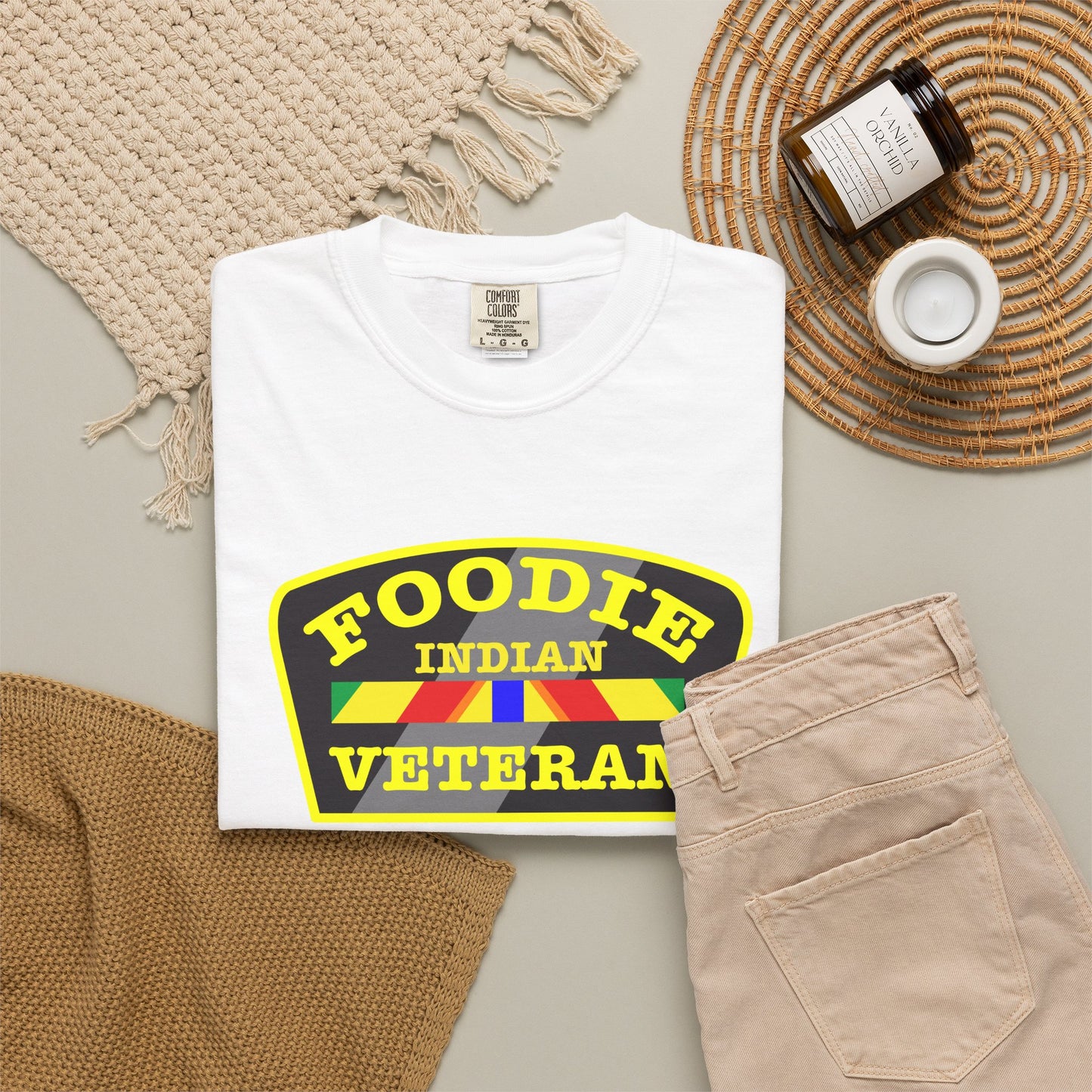 L.O.E.F Foodie Veteran INDIAN Unisex Tee Shirt (Yellow)