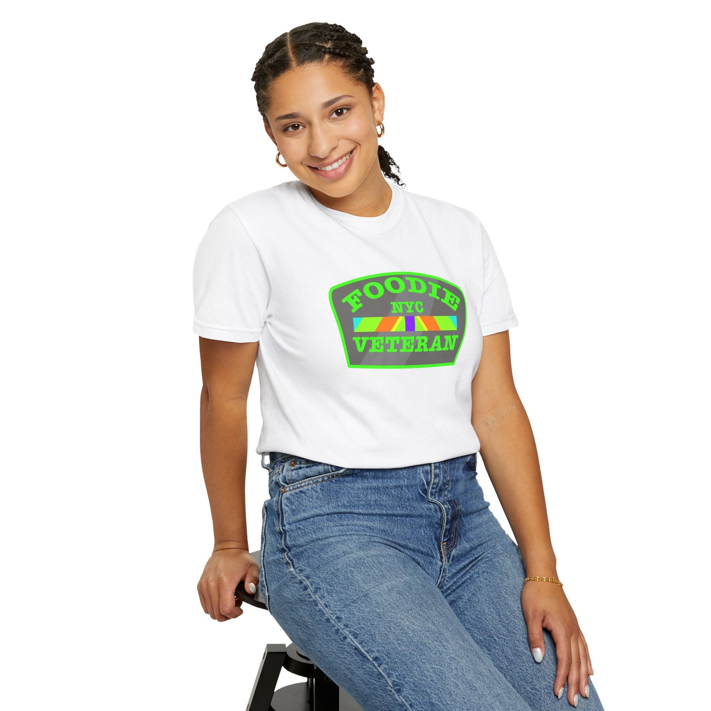 L.O.E.F Foodie Veteran NYC Unisex Tee Shirt (Neon Green)
