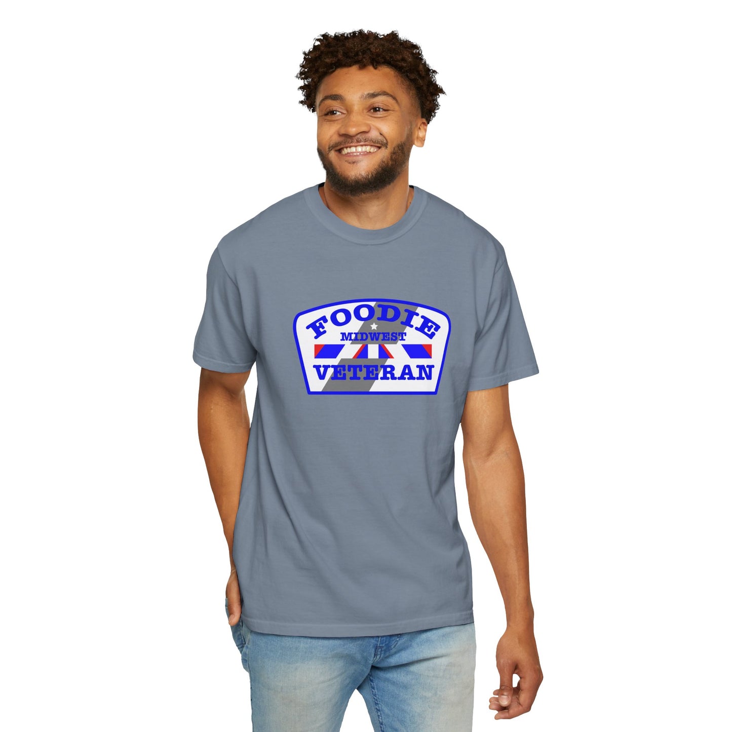 L.O.E.F Foodie Veteran MIDWEST Unisex Tee Shirt (Blue)