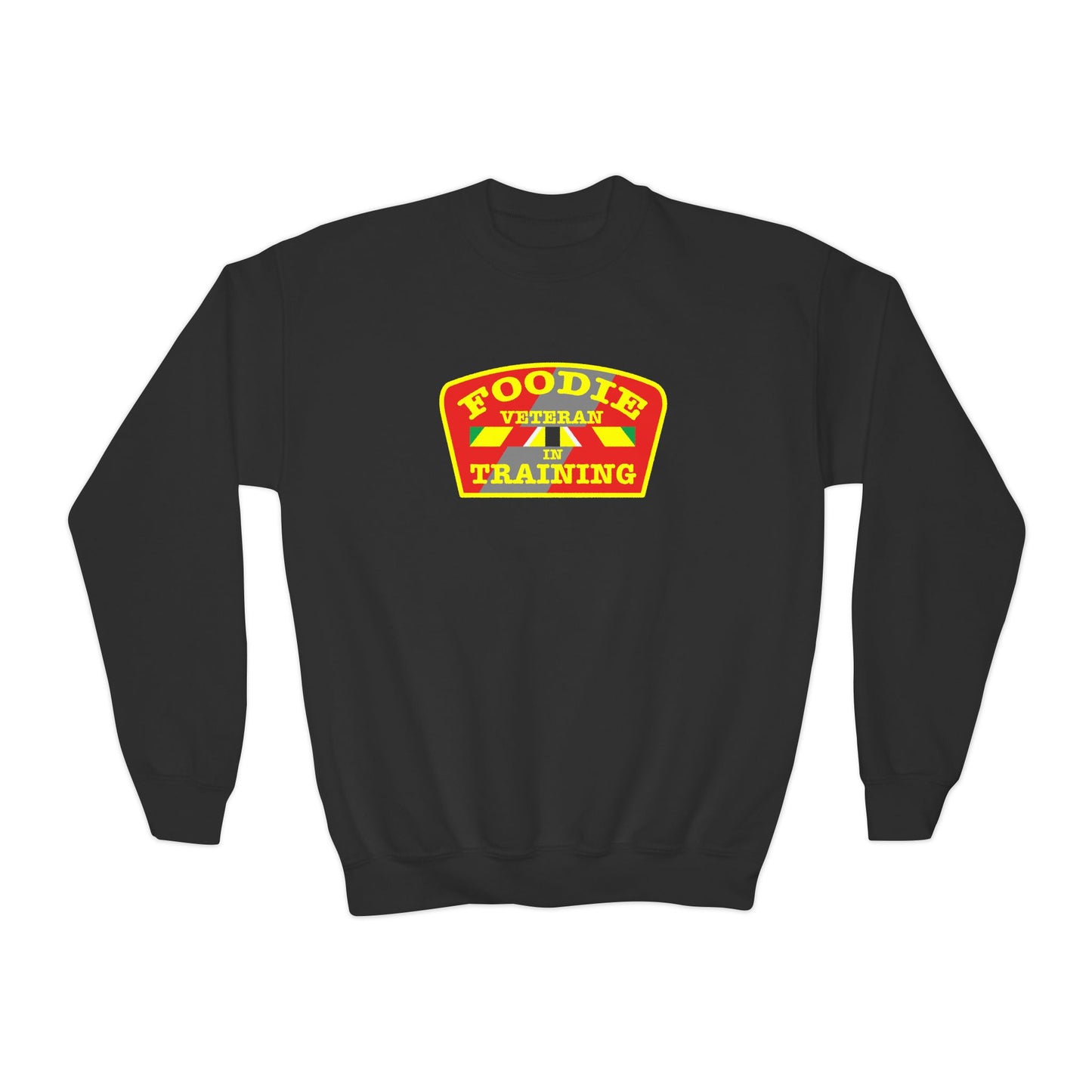 L.O.E.F Foodie Veteran In Training Kids Sweatshirt (Yellow and Red)