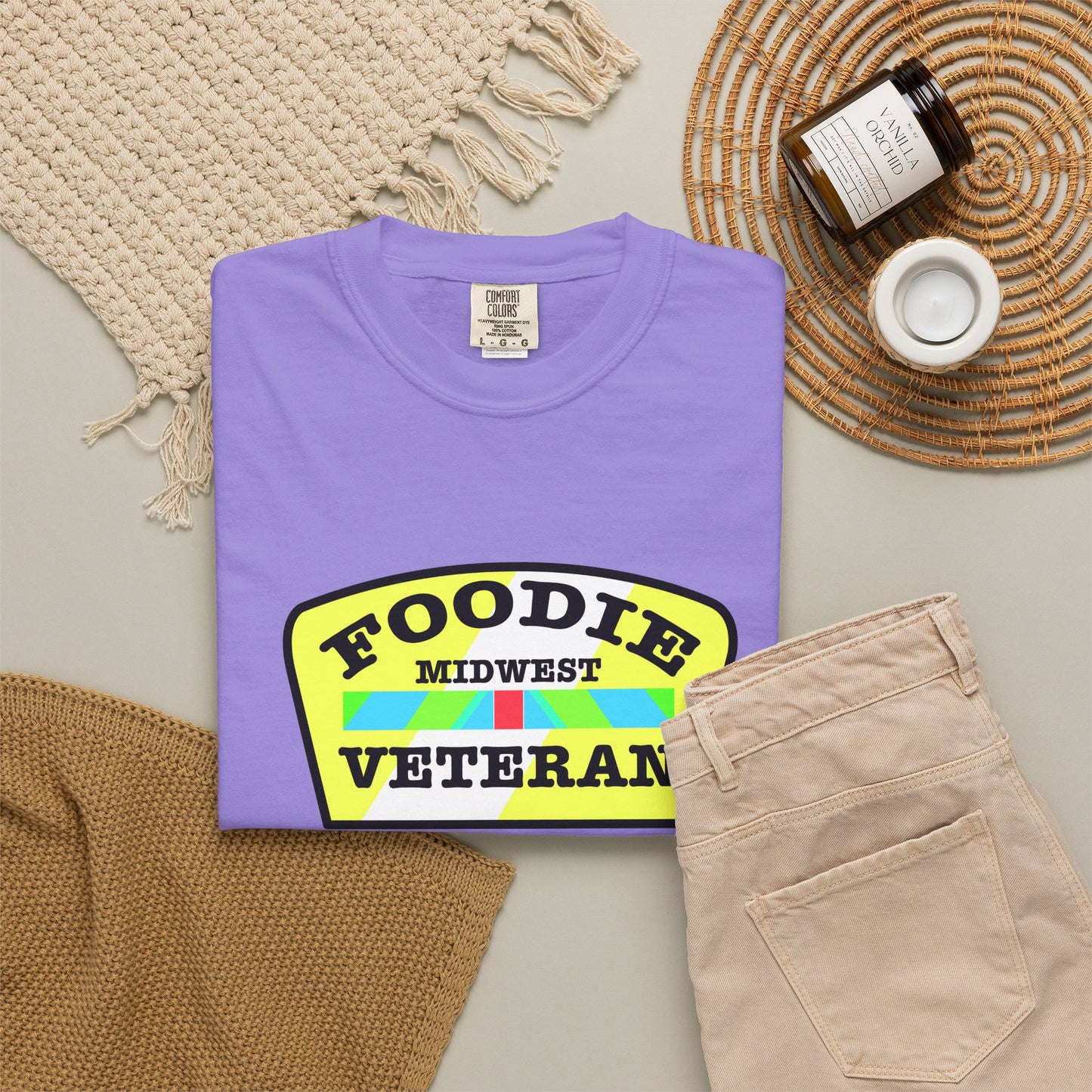 L.O.E.F Foodie Veteran MIDWEST Unisex Tee Shirt (Black and Yellow)